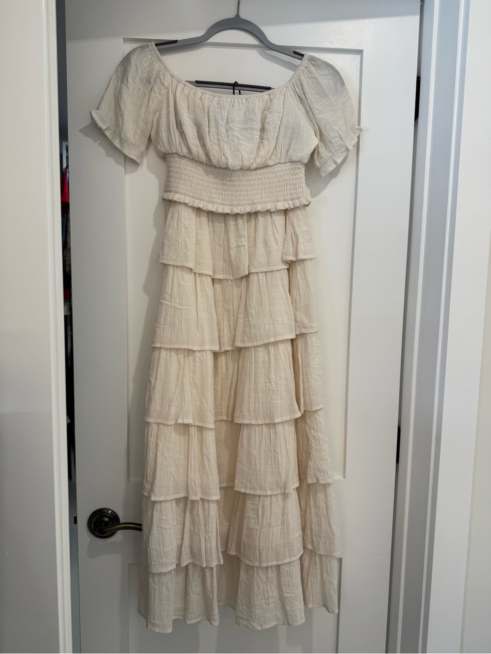 Cream Tiered Off-Shoulder Two Piece